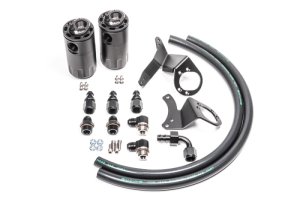 Ford Mustang Oil Catch Can Kit - Front - Radium Engineering - Dual, Fluid Lock - `11-`14 Ford Mustang Oil Catch Can Kit - Front - Radium Engineering - Dual, Fluid Lock - `11-`14